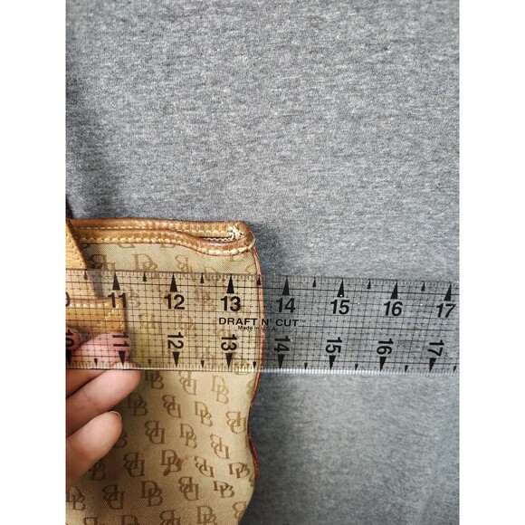 Dooney & Bourke Vintage Brown Monogram Tote Shoulder Bag Purse Leather Canvas - Picture 6 of 10